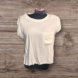 Bella Dahl Cream Cap Sleeve Top Round Neck Size Small